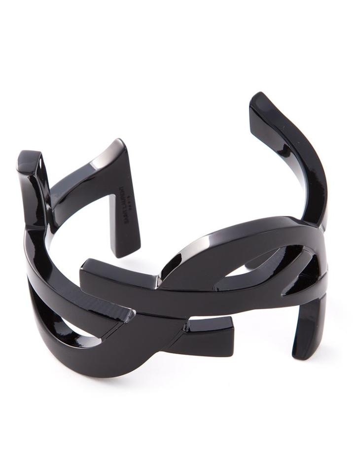 Saint Laurent Monogram Cuff, Women's, Size: Xxxs, Black, Metal Other