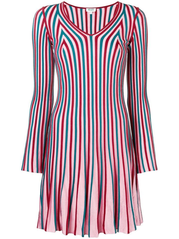 Kenzo Striped Ribbed Dress - Pink & Purple