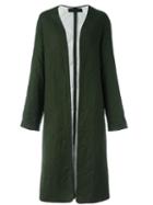 Haider Ackermann Collarless Quilted Coat, Women's, Size: 36, Green, Virgin Wool/cotton/rayon