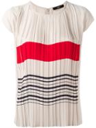 Steffen Schraut Stripes Print Pleated Top, Women's, Size: 36, Nude/neutrals, Polyester