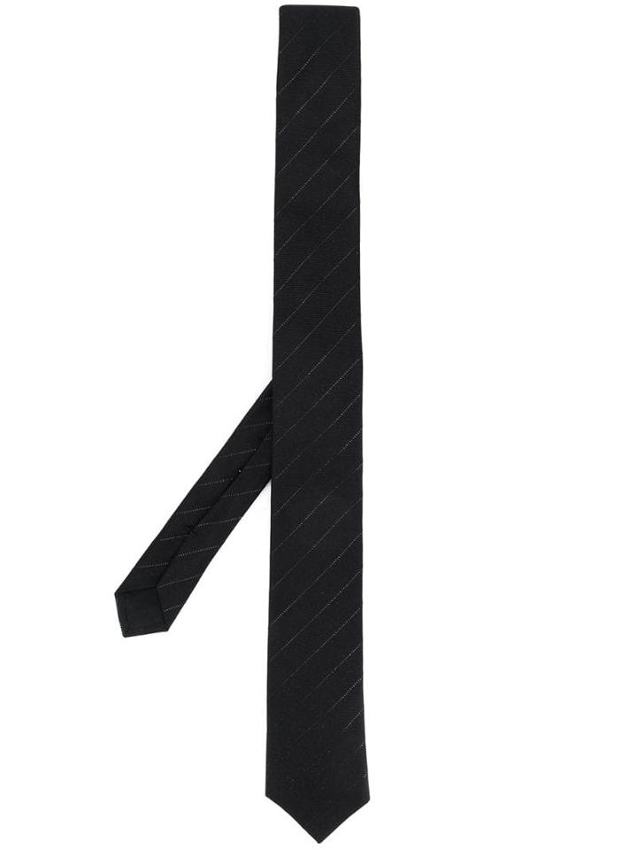 Saint Laurent Diagonal Striped Tie - Black