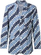 Engineered Garments Printed Blazer, Men's, Size: Small, Blue, Cotton/polyester