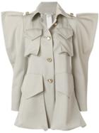 Nina Ricci Structured Shoulder Shirt Jacket - Grey