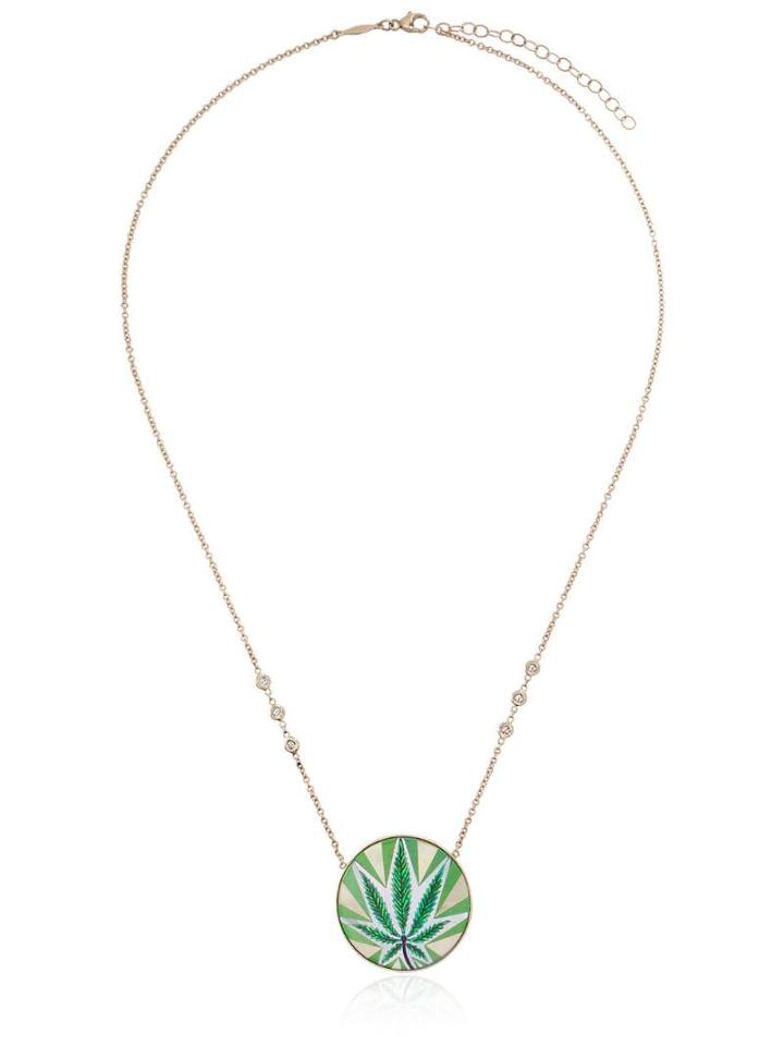 Jacquie Aiche Sweet Leaf Diamond And Opal Necklace - Gold