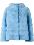 Liska - Philippa Coat - Women - Silk/mink Fur - One Size, Blue, Silk/mink Fur