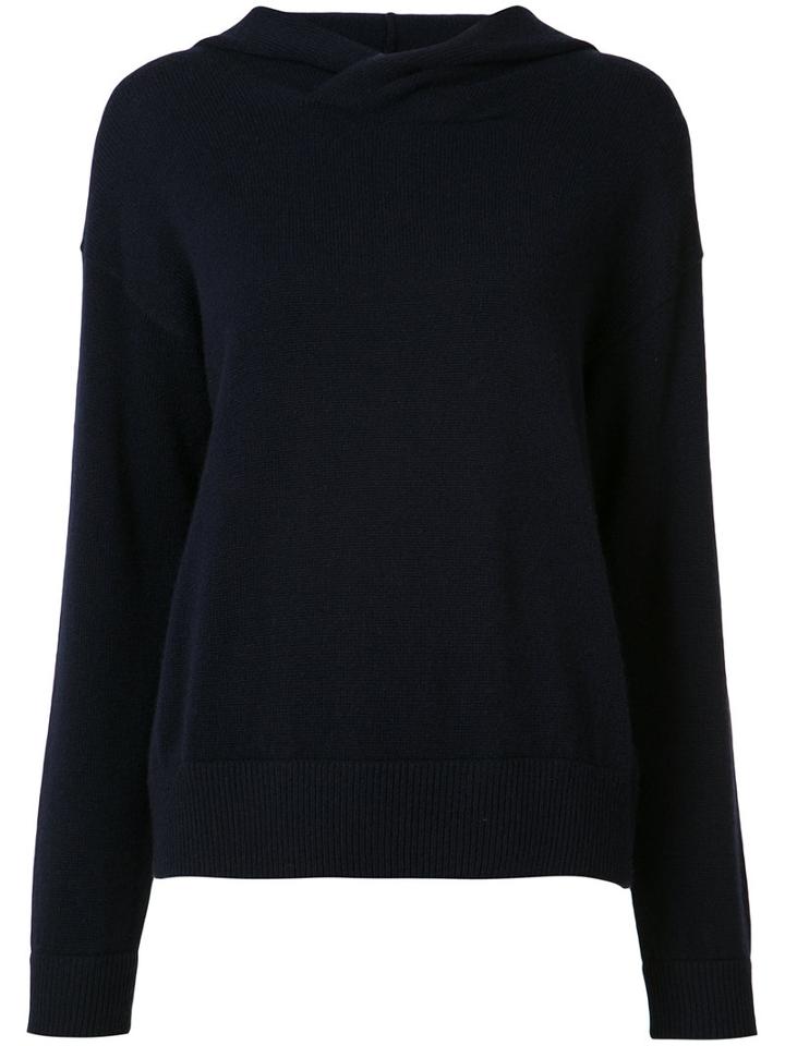 Vince Knitted Hoodie, Women's, Size: Small, Blue, Cashmere