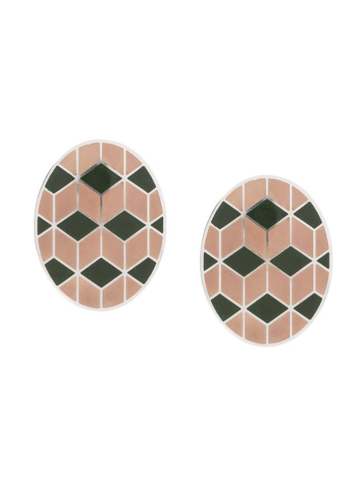 Silhouette Oval Earrings - Pink & Purple