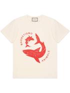 Gucci Oversize T-shirt With Sharks Print - White