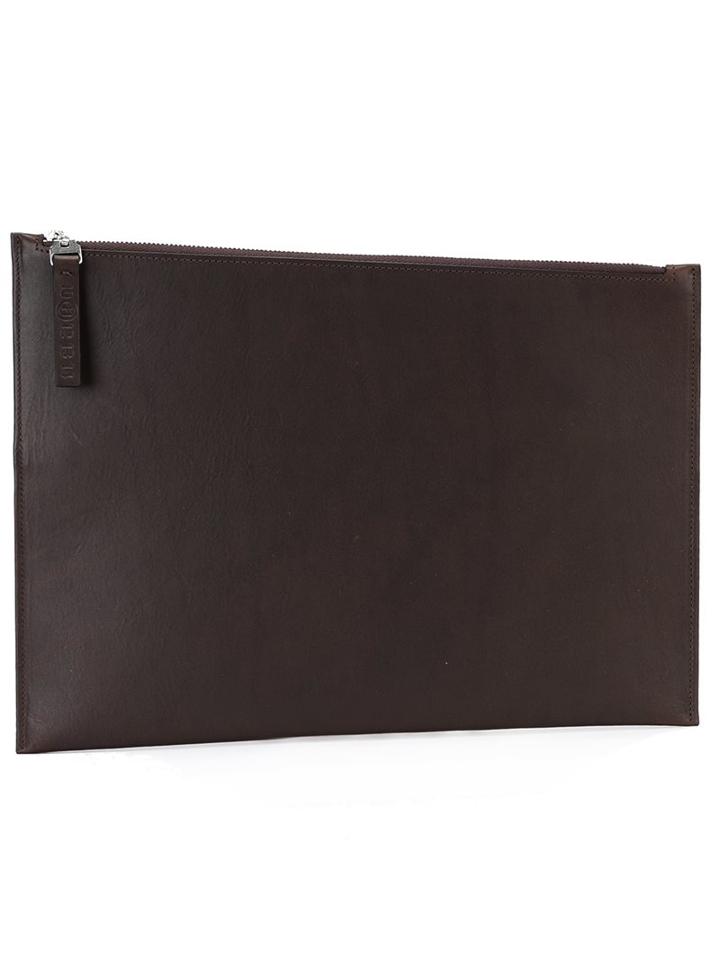 Maison Margiela Slanted Top Clutch, Men's, Brown, Calf Leather