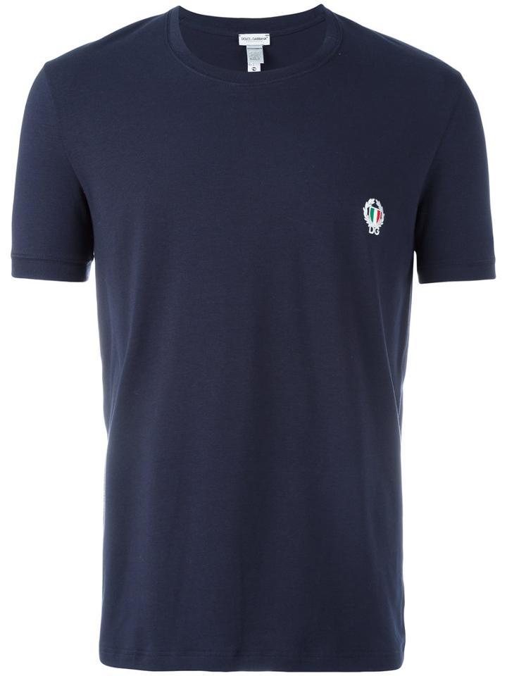 Dolce & Gabbana Underwear Round Neck T-shirt, Men's, Size: Large, Blue, Cotton/spandex/elastane