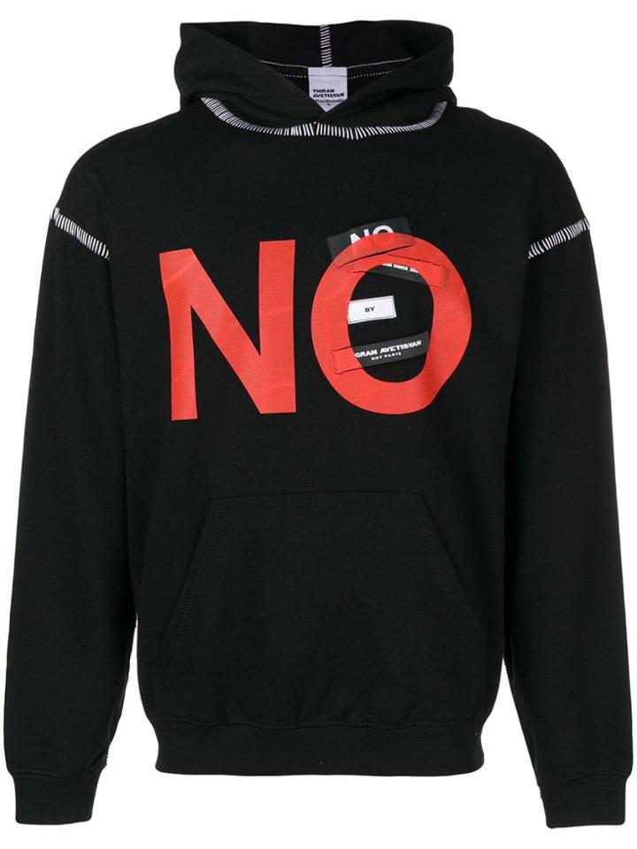 Tigran Avetysian Slogan Patchwork Hoodie - Black