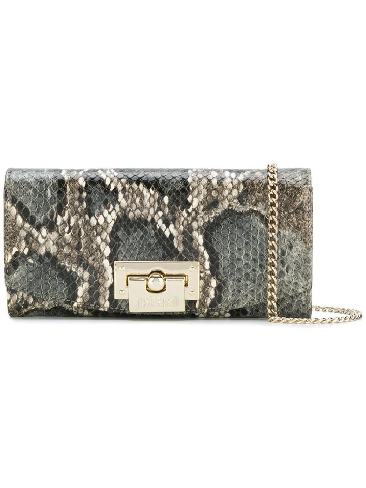 Just Cavalli Snakeskin Effect Clasp Clutch - Grey