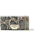 Just Cavalli Snakeskin Effect Clasp Clutch - Grey