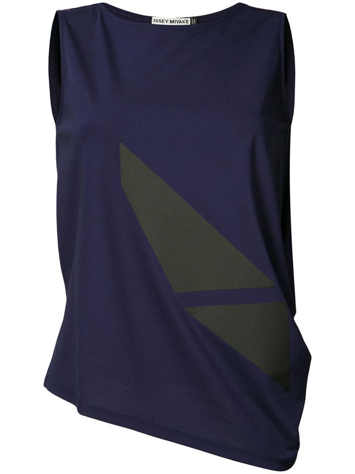 Asymmetric Tank Top - Women - Cotton - 2, Blue, Cotton, Issey Miyake