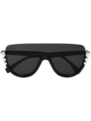 Fendi Eyewear Black Ribbons And Pearls Sunglasses