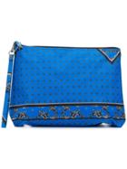 Ganni Floral Print Makeup Bag - Blue
