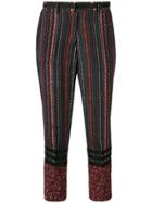 No21 Floral Stripe Cropped Trousers - Multicolour