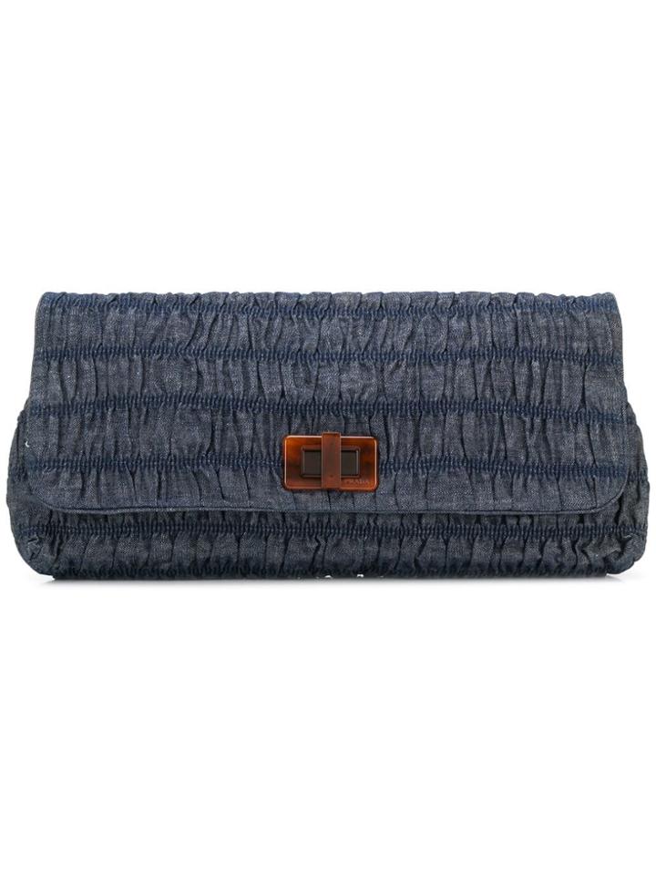 Prada Vintage Twist-lock Fastening Clutch - Blue