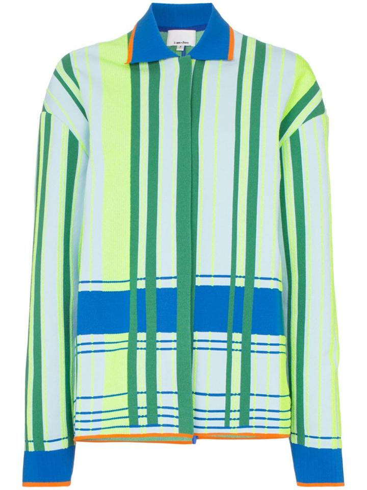 I-am-chen Striped Knit Shirt - Green