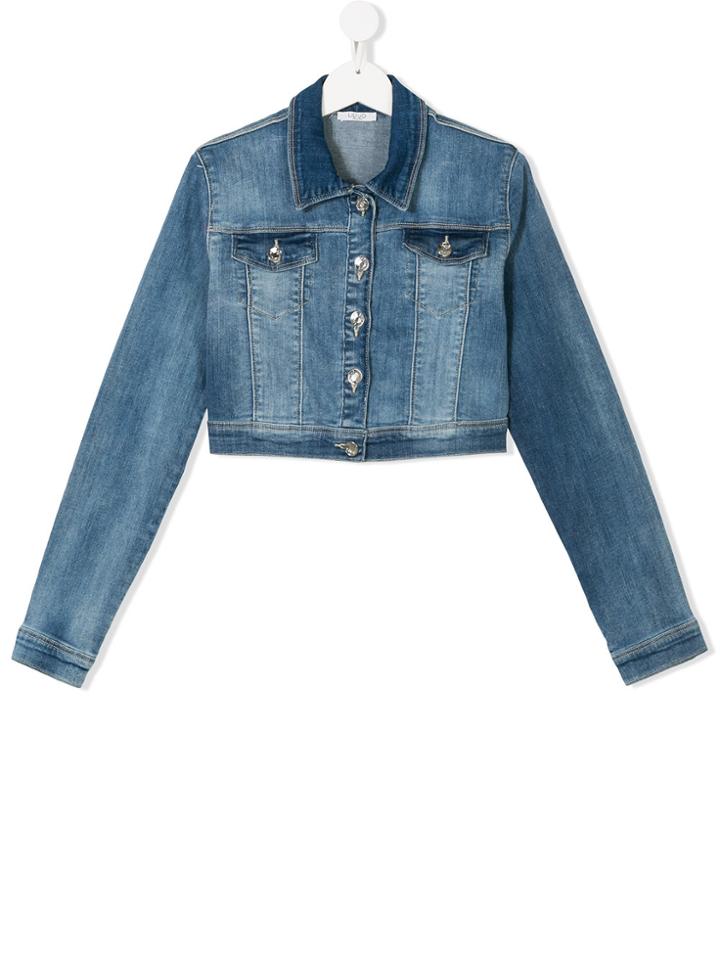 Liu Jo Kids Teen Cropped Denim Jacket - Blue