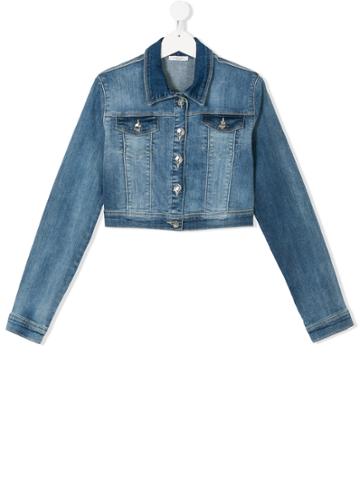 Liu Jo Kids Teen Cropped Denim Jacket - Blue