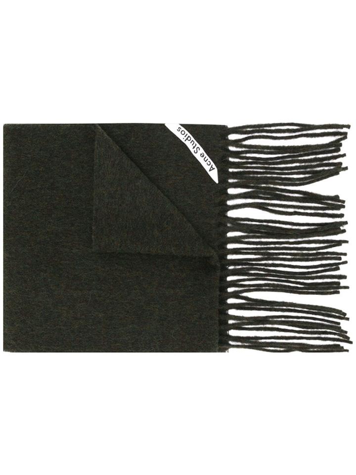 Acne Studios Canada Skinny Fringed Scarf - Green