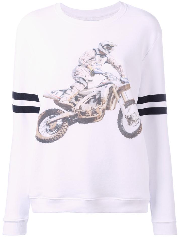 Zoe Karssen Motorcycle Print Sweatshirt, Women's, Size: Small, White, Cotton/spandex/elastane
