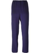 Jil Sander Navy Elastic Waist Trousers, Women's, Size: 38, Blue, Silk/acetate