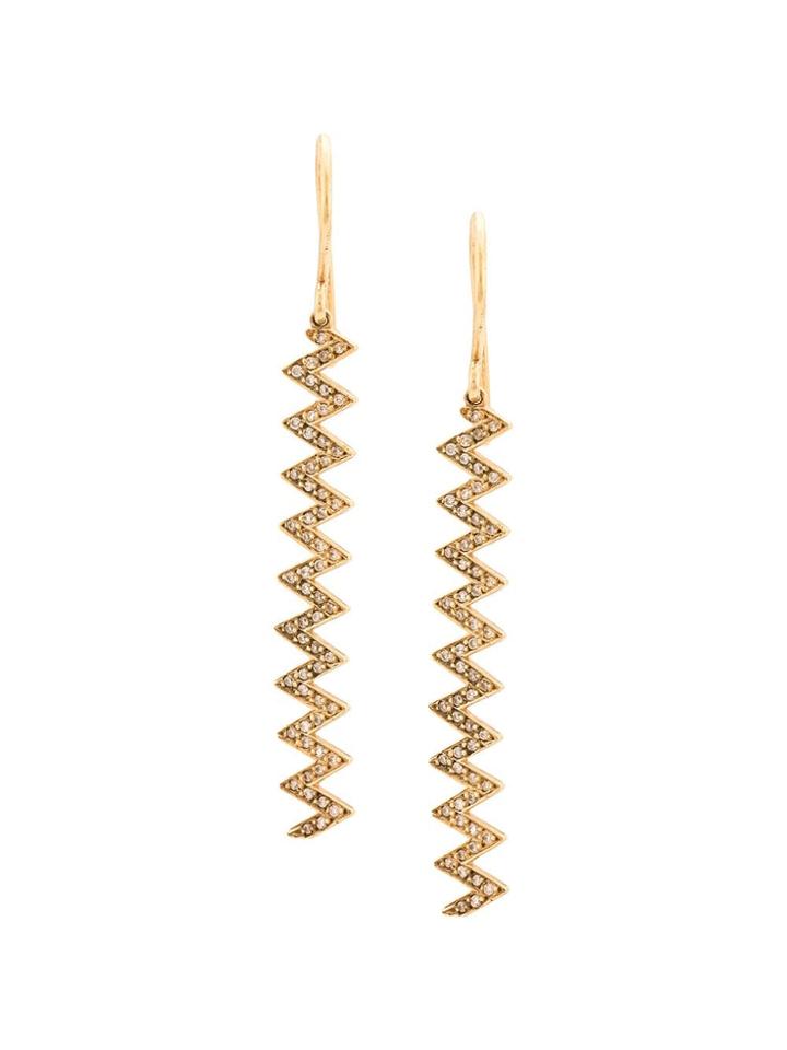 Jennifer Meyer 18kt Yellow Gold Zigzag Drop Earrings