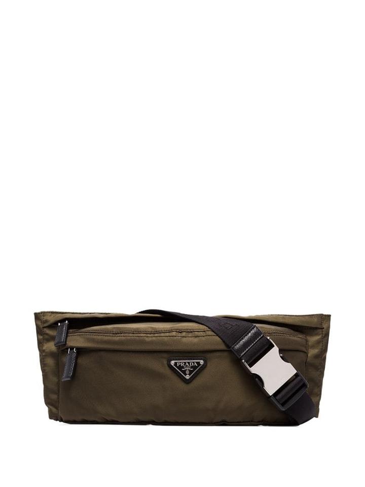 Prada Logo Plaque Oversized Belt Bag - Green