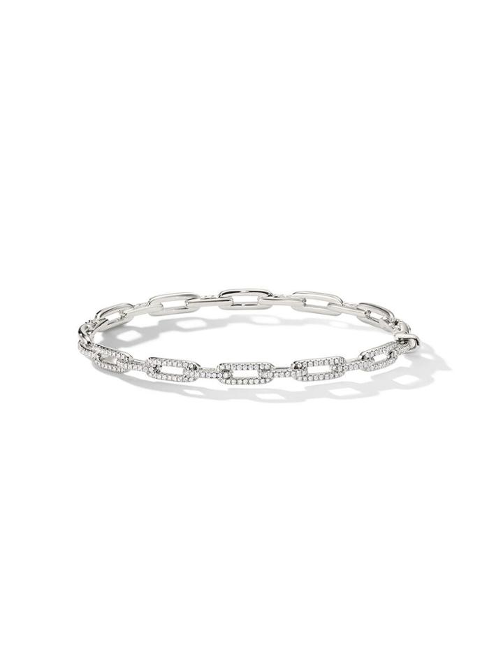 David Yurman 18kt White Gold Stax Diamond Chain Link Bracelet - 8wadi