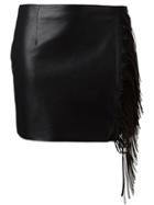 Versus Fringed Detailing Skirt, Women's, Size: 38, Black, Lamb Skin/polyamide/spandex/elastane