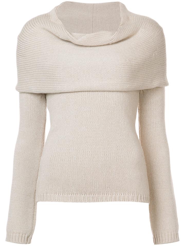 Rosetta Getty - Off-shoulder Knitted Top - Women - Nylon/viscose/wool - 4, Nude/neutrals, Nylon/viscose/wool