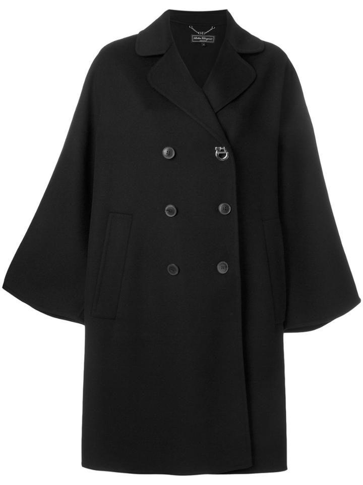 Salvatore Ferragamo Double Breasted Coat - Black