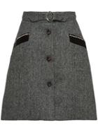 Miu Miu Chevron Shetland Skirt - Grey