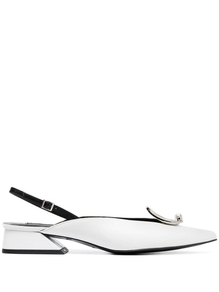 Yuul Yie White Zizi 30 Slingback Leather Pumps