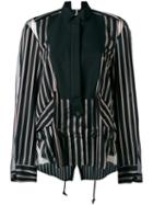 Sacai Pin Stripe Tuxedo Bib Shirt, Women's, Size: 3, Blue, Cupro/cotton/silk
