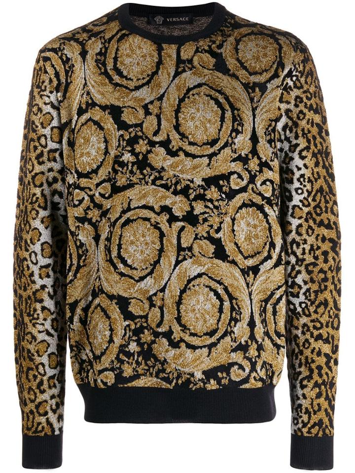 Versace Dual-pattern Knit Jumper - Black