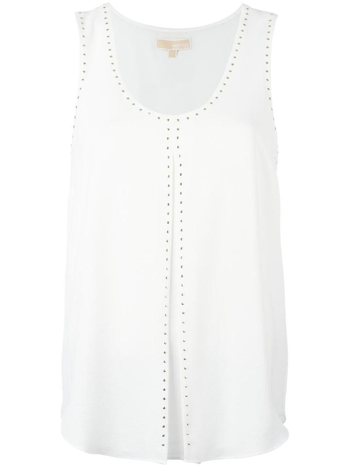 Michael Michael Kors Studded Detail Tank, Women's, Size: Medium, White, Polyester/spandex/elastane