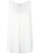 Michael Michael Kors Studded Detail Tank, Women's, Size: Medium, White, Polyester/spandex/elastane