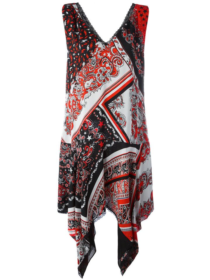 Just Cavalli Paisley Patterned Flared Dress, Women's, Size: 44, Black, Viscose