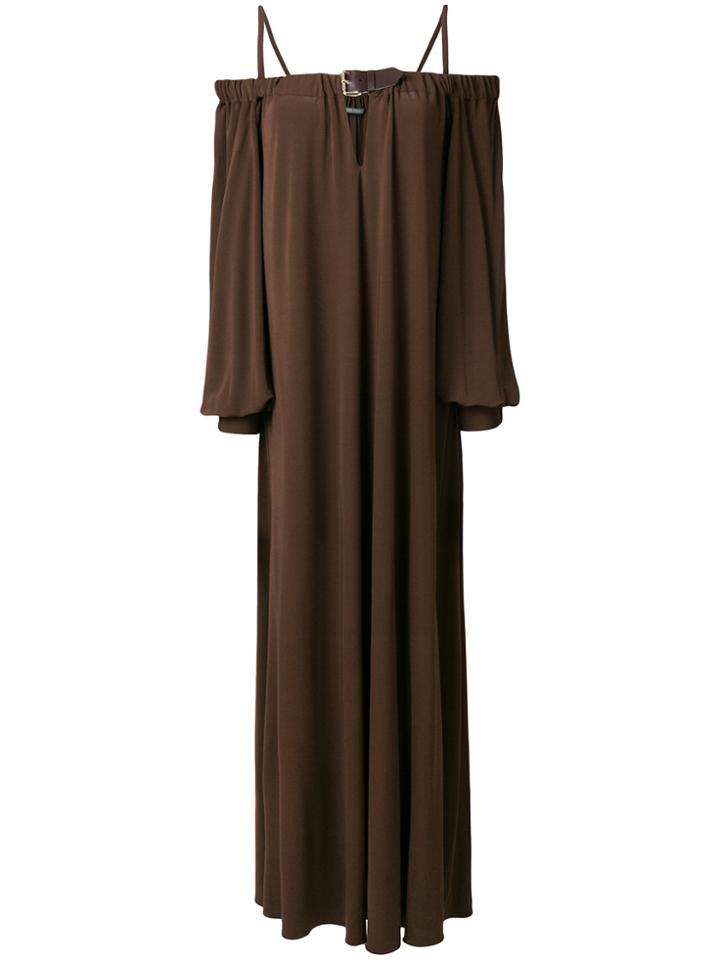 Alberta Ferretti Cold Shoulder Dress - Brown