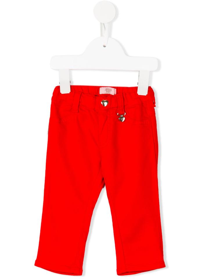 Armani Junior Heart Logo Charm Chinos, Toddler Girl's, Size: 18 Mth, Red