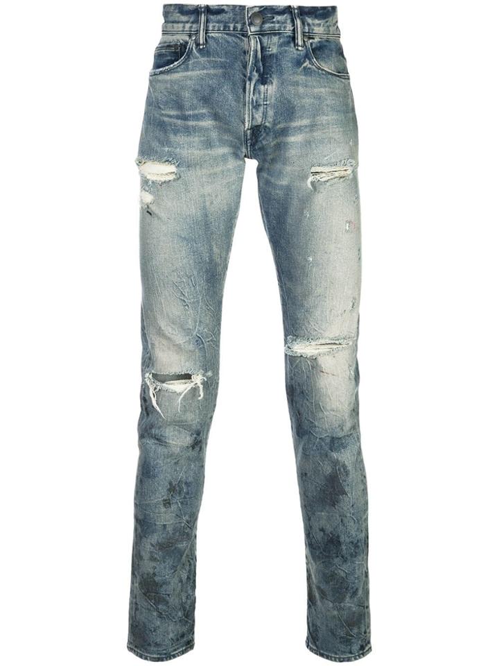 John Elliott Ripped Distressed Jeans - Blue