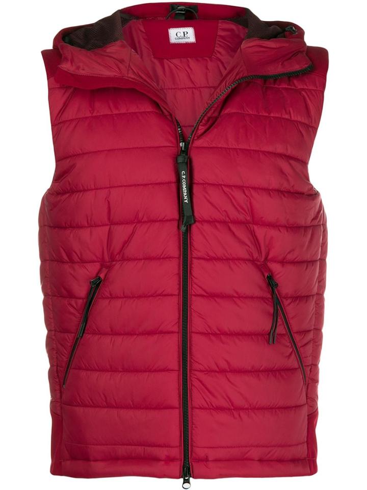 Cp Company Hooded Padded Vest - Red