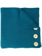 0711 Button Embellished Long Scarf - Blue