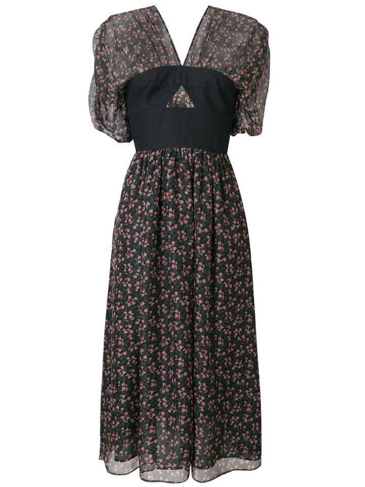 Alexa Chung Bella Floral Print Bodice Dress - Multicolour