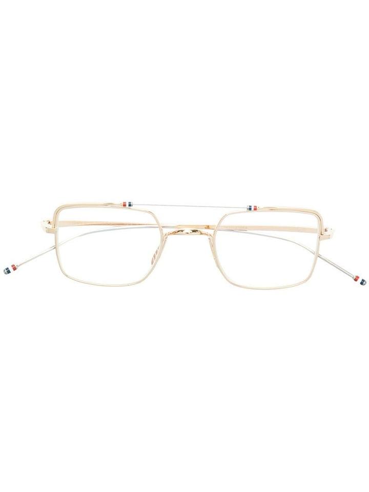 Thom Browne Eyewear Aviator Square-frame Glasses - Metallic