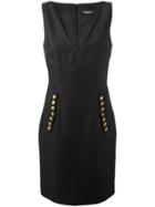 Dsquared2 V-neck Decorative Button Dress - Black