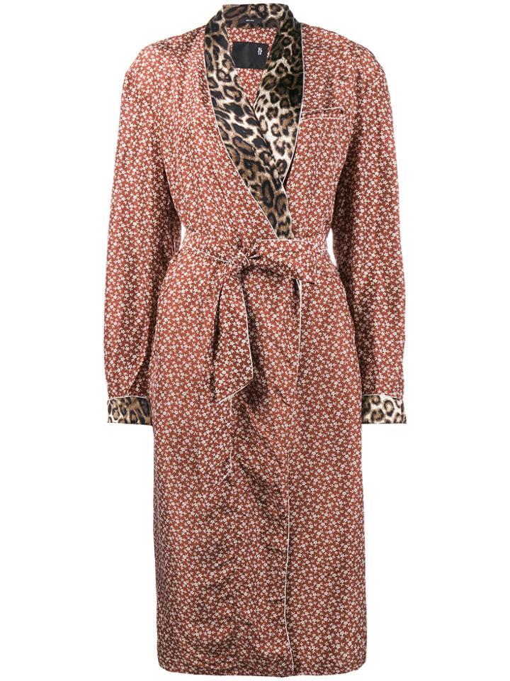 R13 Contrast Print Smoking Robe - Red